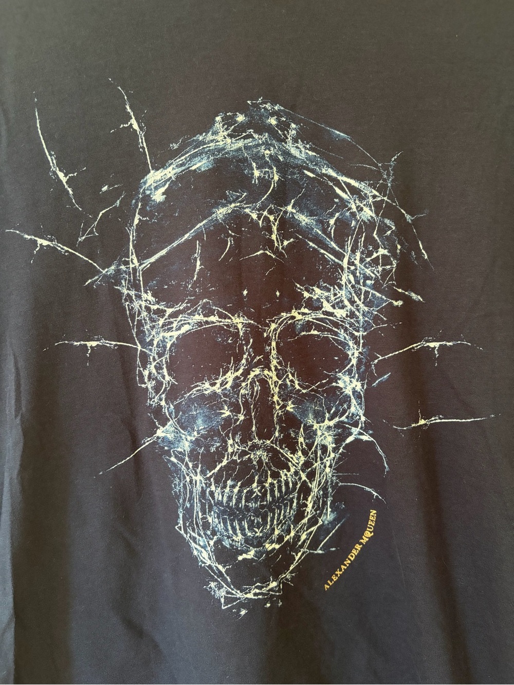 Alexander McQueen Navy Short-Sleeve Tee with Electric Blue Skull - Picture 2 of 6
